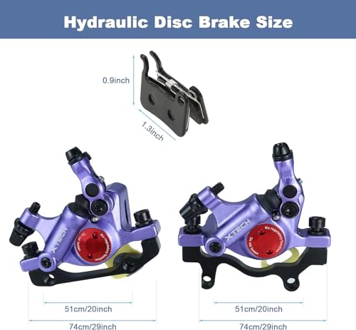 Mgoodoo HB-100 MTB Hydraulic Disc Brake Set - Front & Rear Calipers, Purple