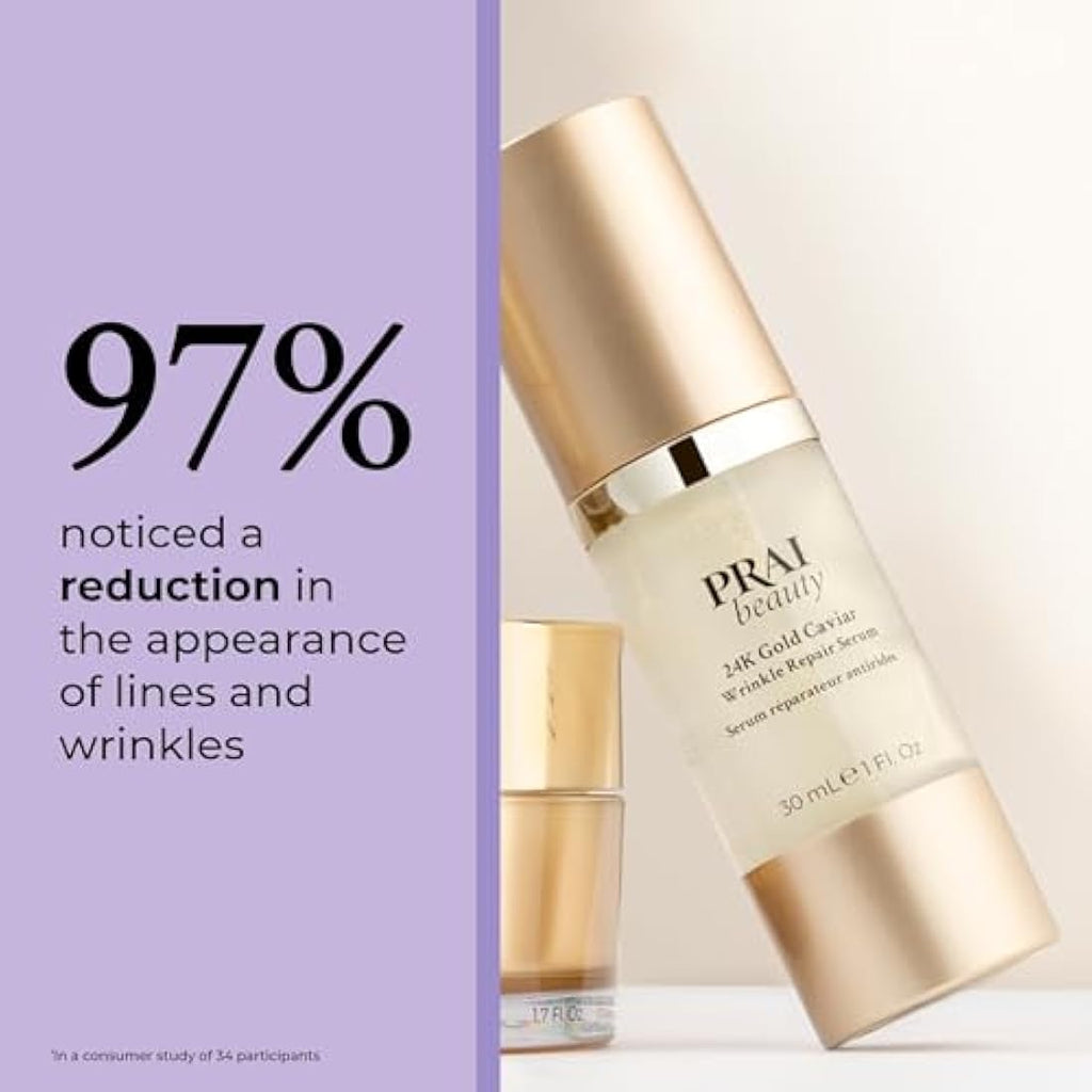 PRAI 24k Gold Caviar Wrinkle Repair Serum | Anti-Aging & Firming 30ml