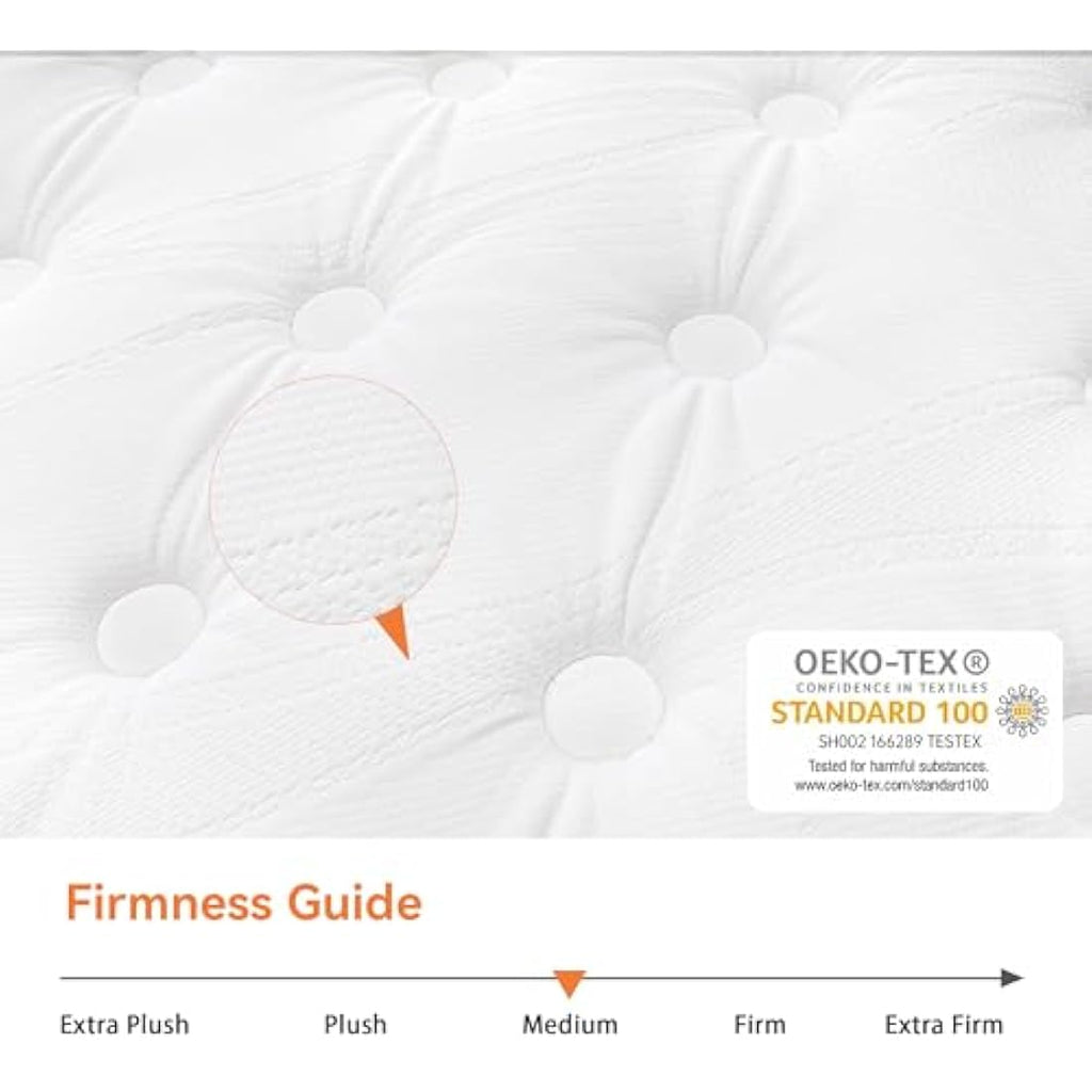 TeQsli 3FT Single Hybrid Mattress | 10 Inch Gel Memory Foam & Pocket Sprung