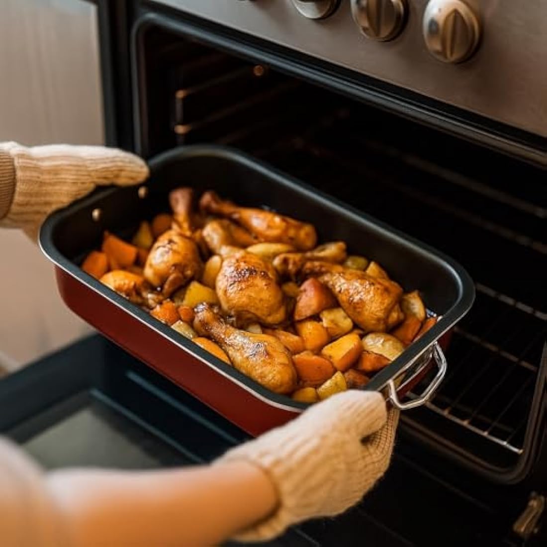 Menax Non-Stick Roasting Pan Set – 3 Piece Aluminum Oven Baking Trays