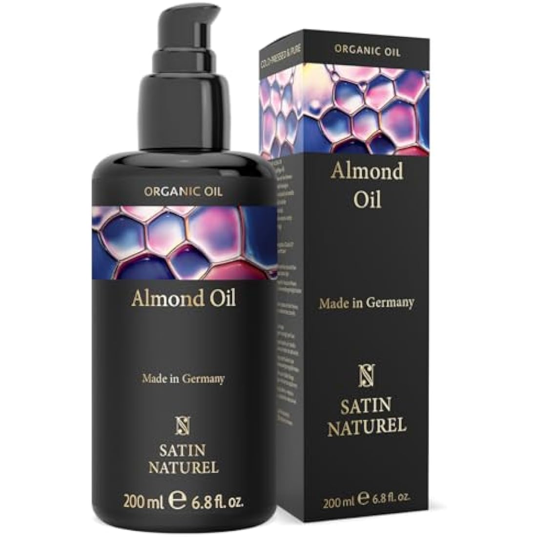 Satin Naturel Organic Almond Oil – 200ml Cold-Pressed Vegan Skin Care
