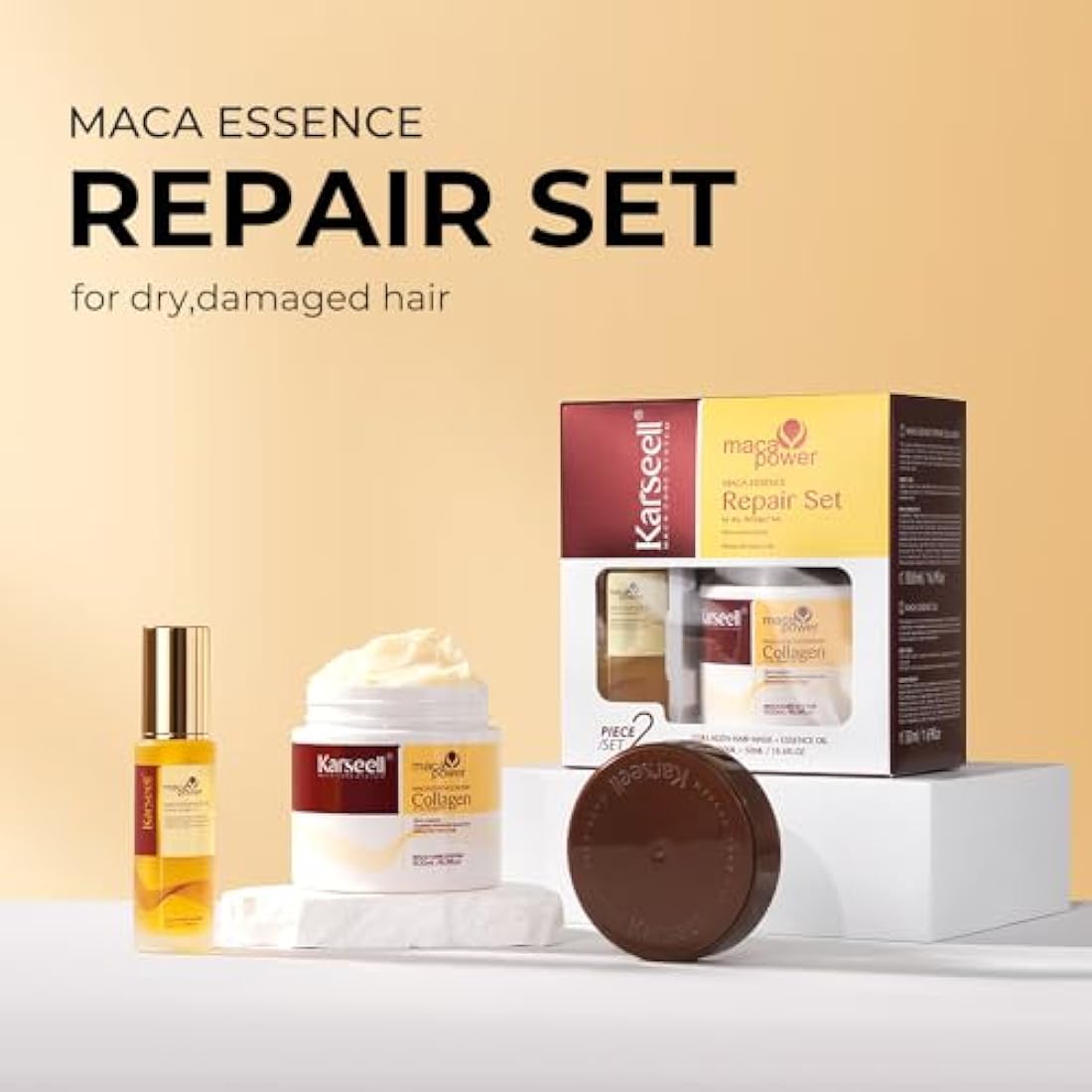 Karseell Collagen Hair Mask & Maca Essence Oil Set for Damaged Hair