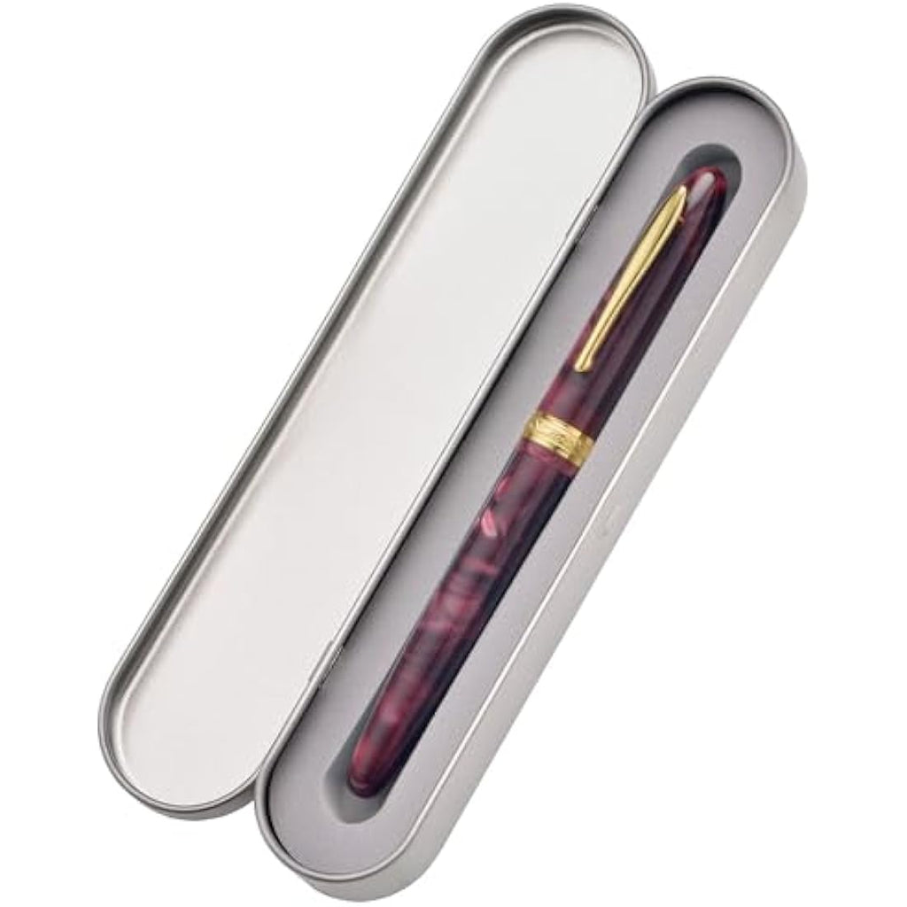 Hong Dian N9 Fountain Pen | Wine Red Acrylic with Long Leaf Medium Nib