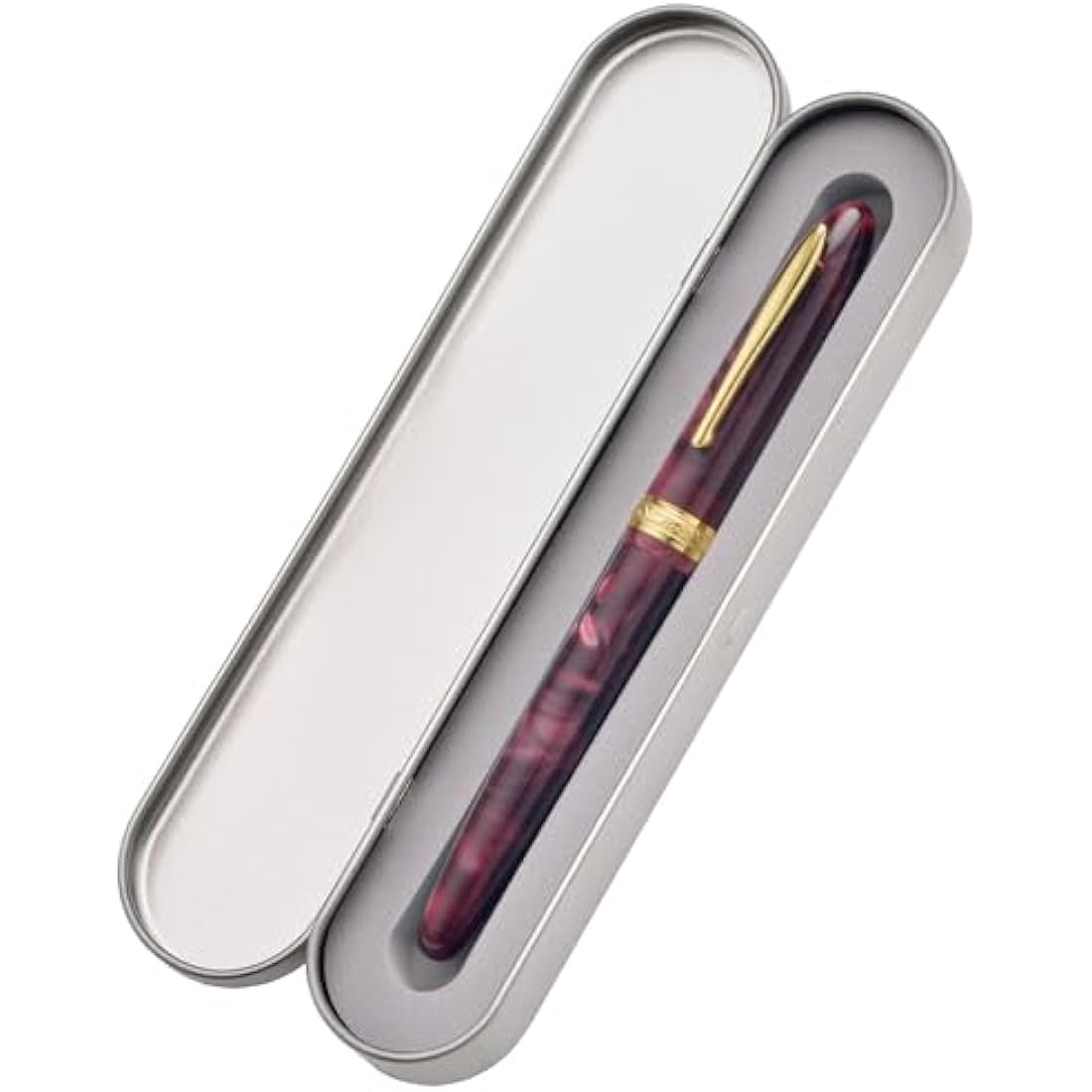 Hong Dian N9 Fountain Pen | Wine Red Acrylic with Long Leaf Medium Nib
