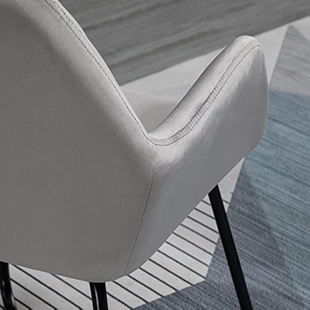 HOMCOM Modern Grey Velvet Accent Chair | Upholstered Armchair with Metal Base