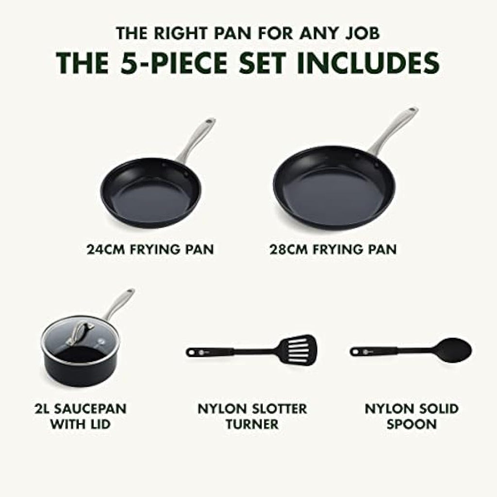 GreenPan Lima Midnight 5-Piece Ceramic Non-Stick Induction Cookware Set