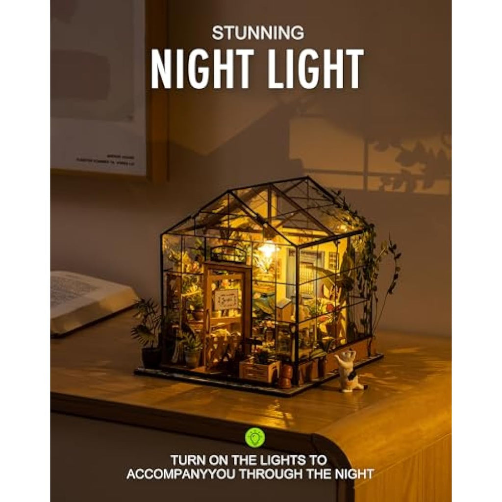 Rolife DIY Miniature Greenhouse Kit – Cathy's Flower House with LED