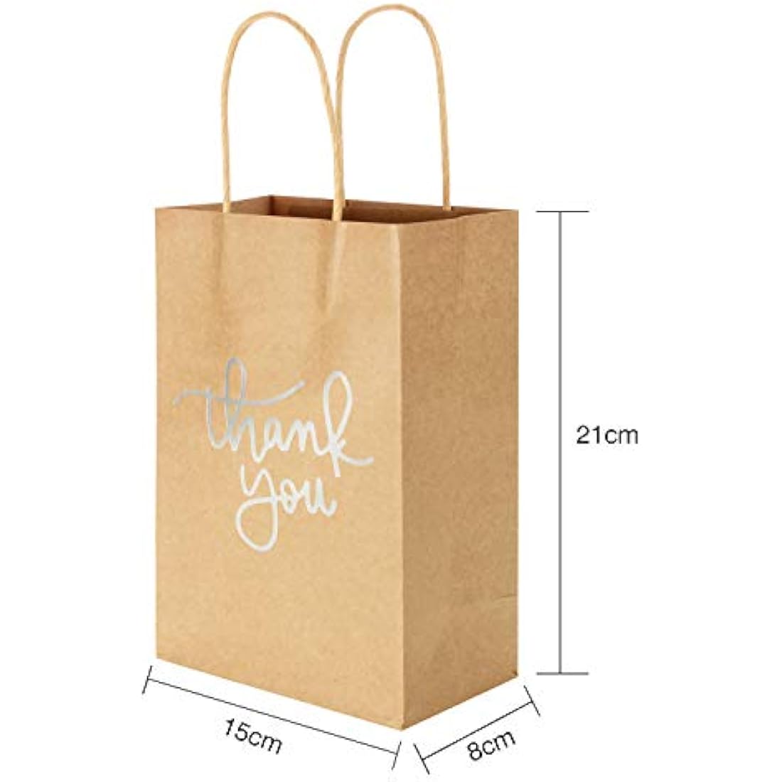 24 Pack Silver Kraft Paper Thank You Gift Bags with Handles