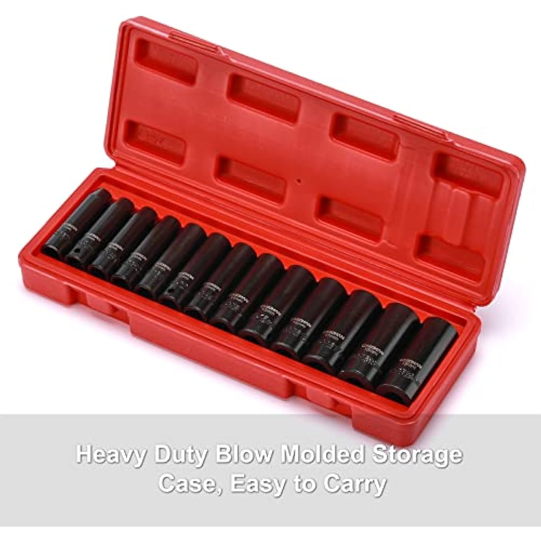 CASOMAN 3/8-Inch Drive Deep Impact Socket Set | 6-Point Metric CR-V, 13-Piece