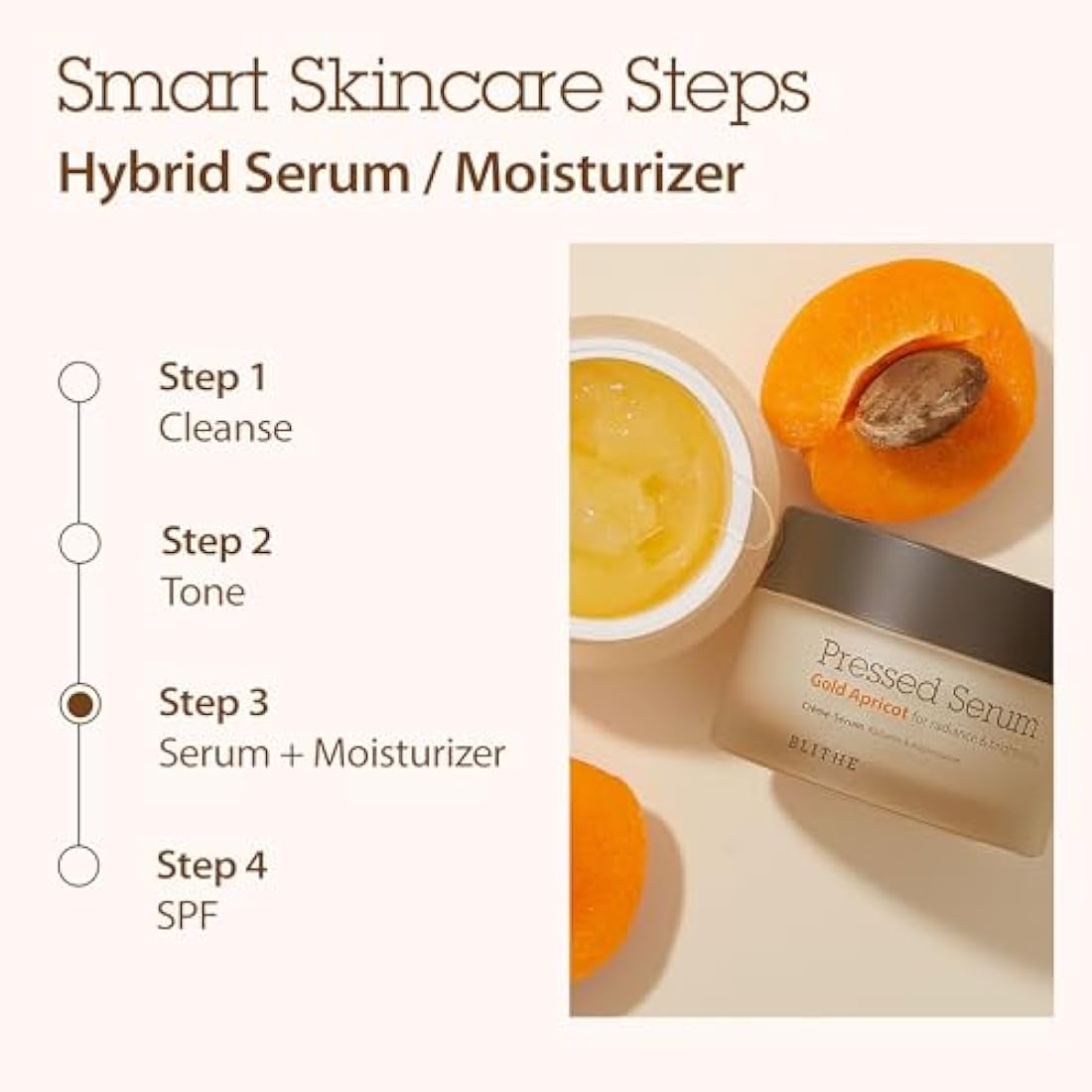 BLITHE Gold Apricot Pressed Serum – Hydrating 2-in-1 Face Moisturizer