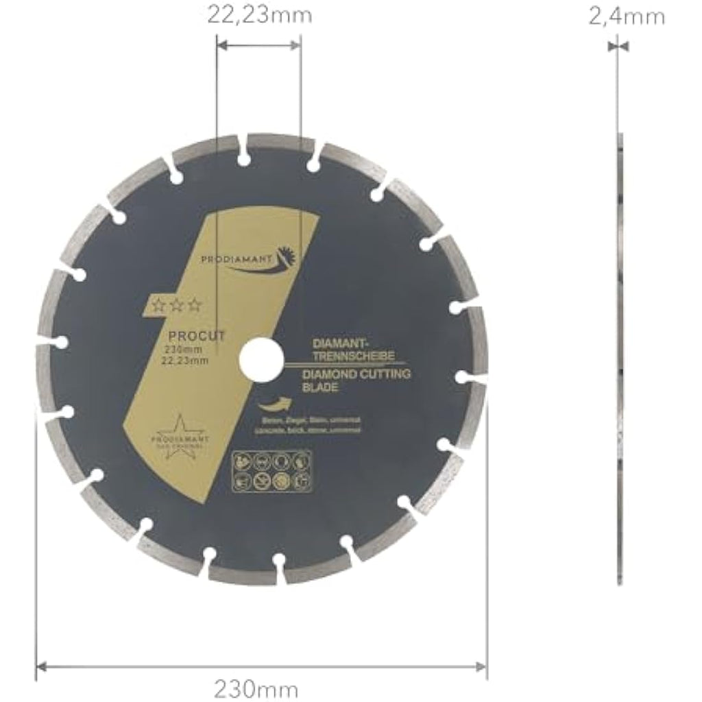 PRODIAMANT 230mm Diamond Cutting Disc Set – 2-Pack for Concrete & Brick