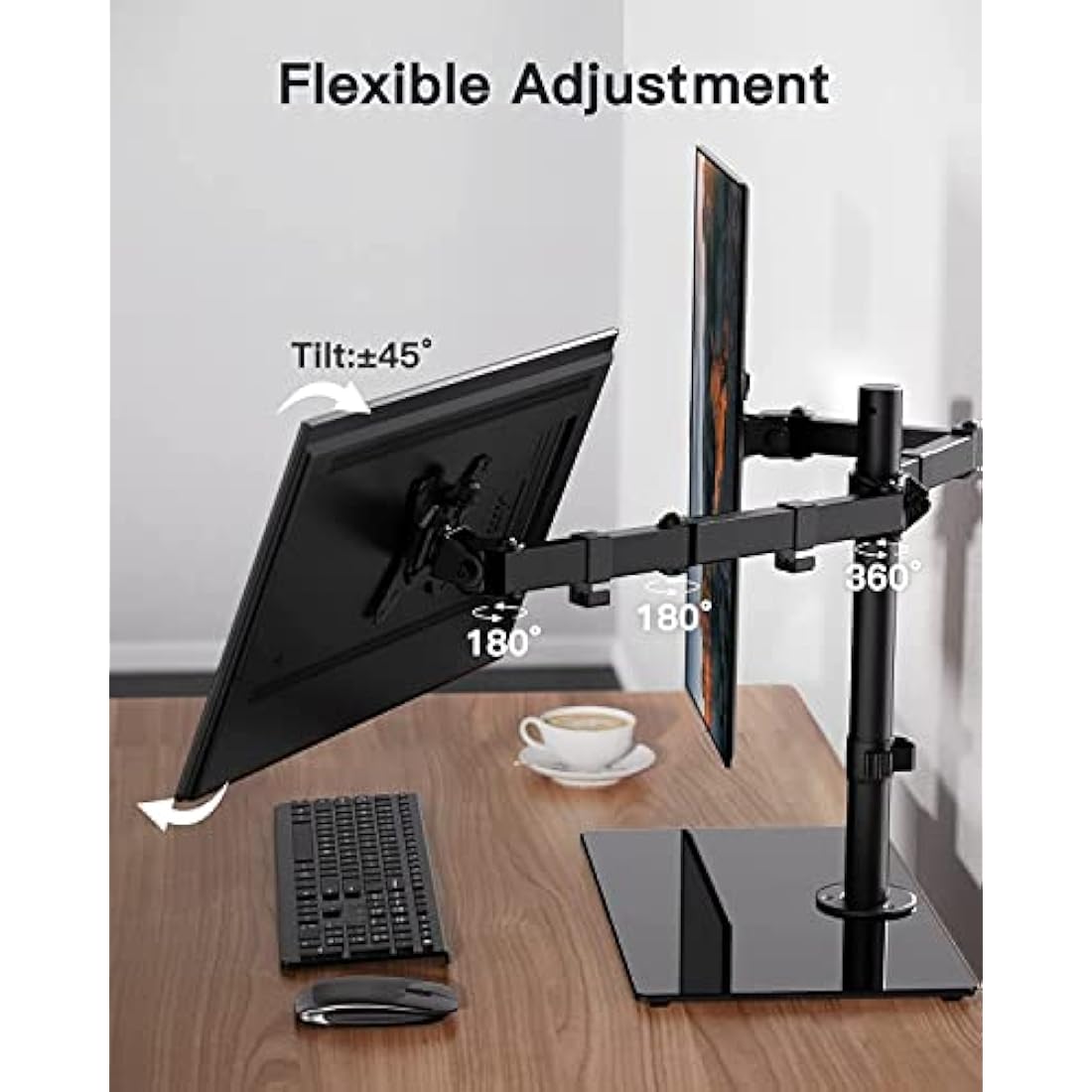 ErGear Dual Monitor Stand | Adjustable Desk Mount for 13-32 Inch Screens