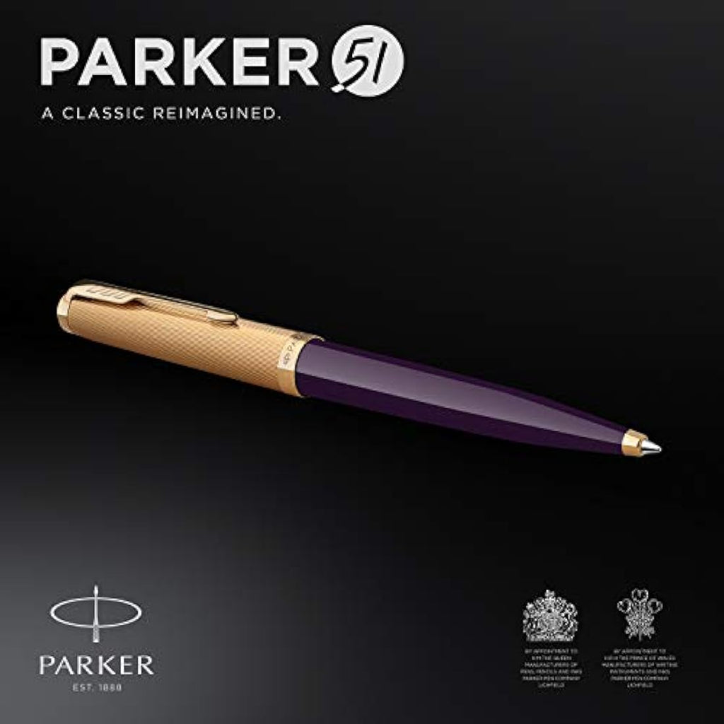 Parker 51 Ballpoint Pen – Deluxe Plum with 18k Gold Trim & Gift Box