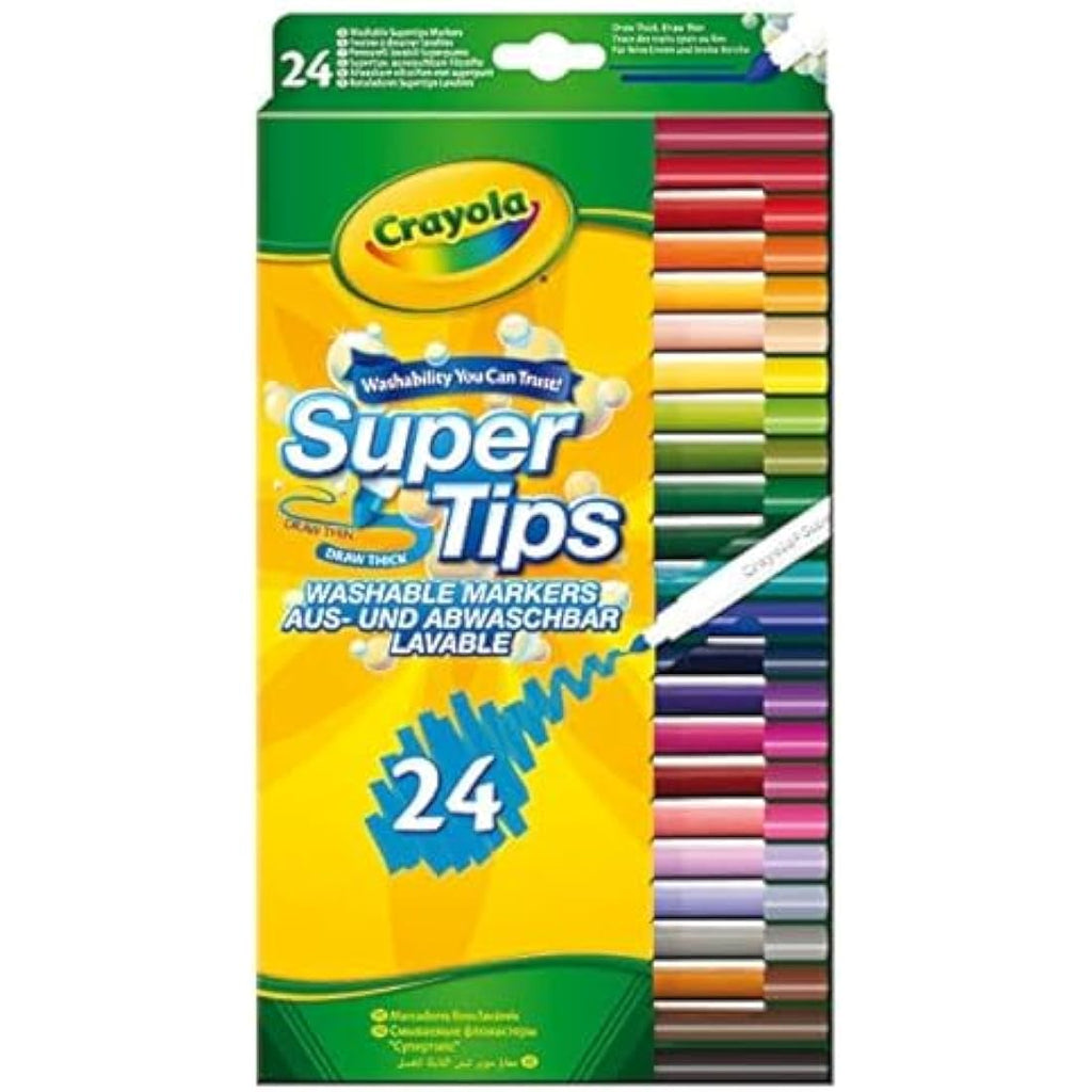 Crayola SuperTips Washable Markers – 24 Pack Premium Felt Tip Pens