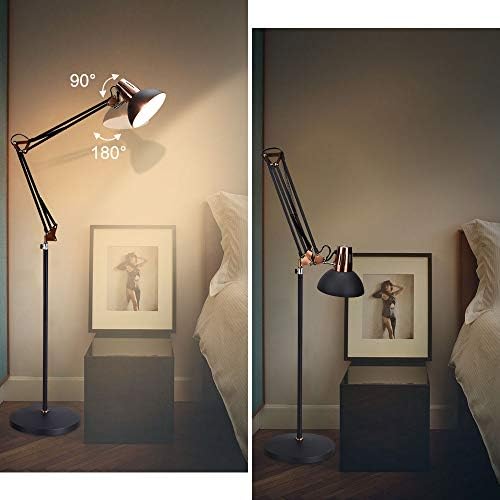 Jolof Store Modern Grey-Black Copper Adjustable LED Reading Floor Lamp