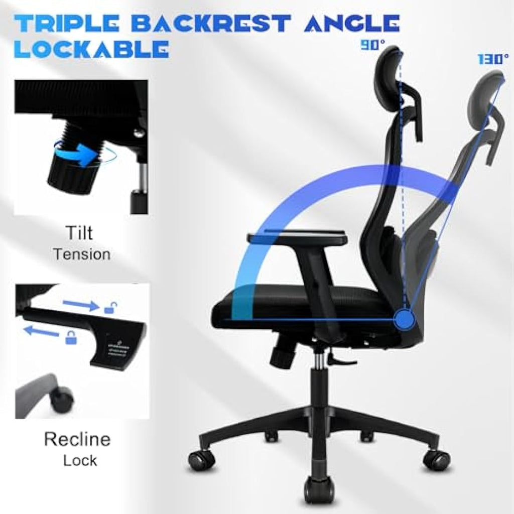 Durrafy Ergonomic Mesh Office Chair – High Back Desk Chair with Lumbar Support