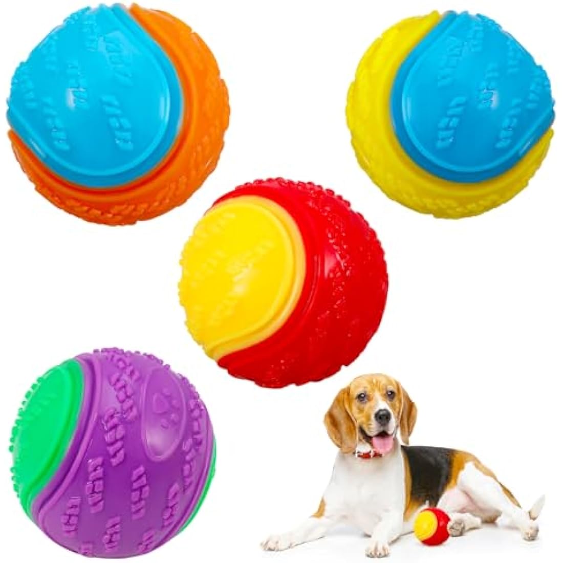 Jolof Store Squeaky Dog Ball 4-Pack – Durable Interactive Pet Toy