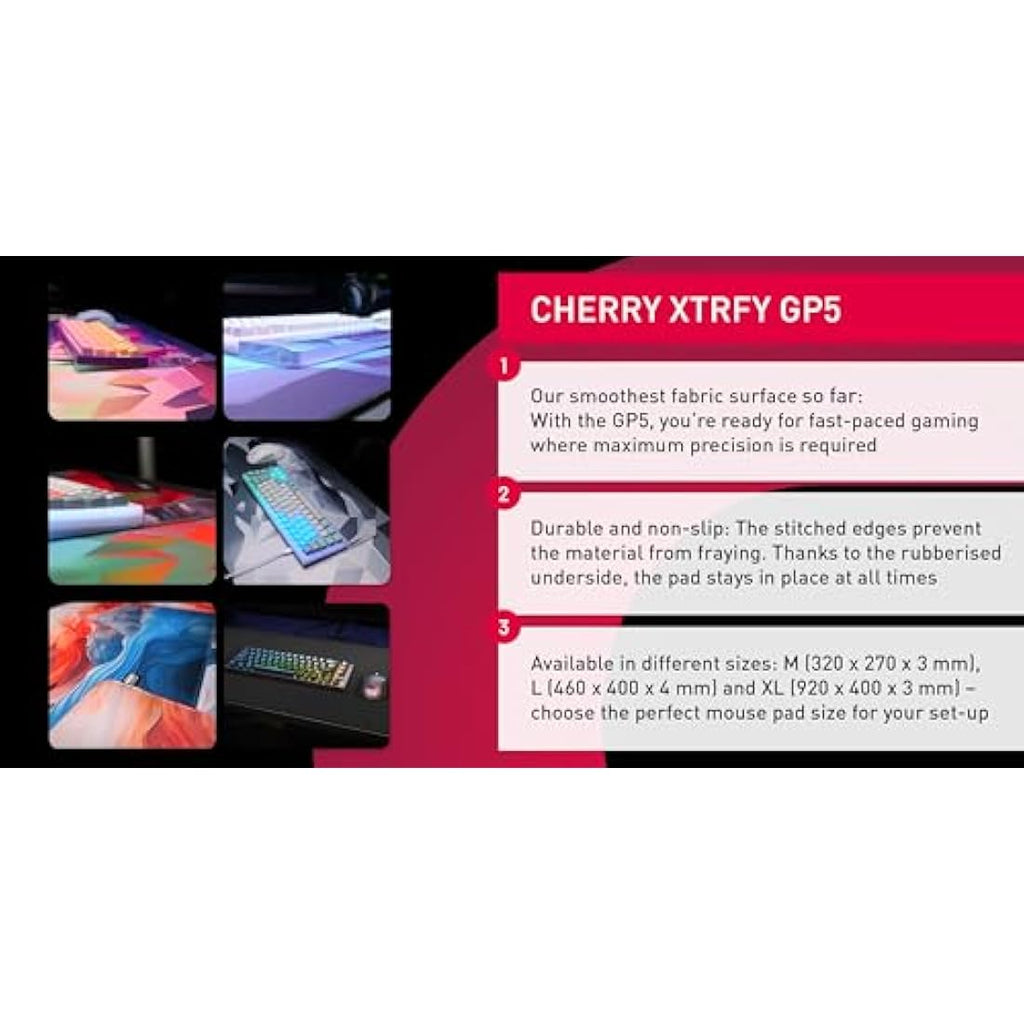 CHERRY XTRFY GP5 XL Gaming Mouse Pad – High-Speed Cloth, Litus Pink