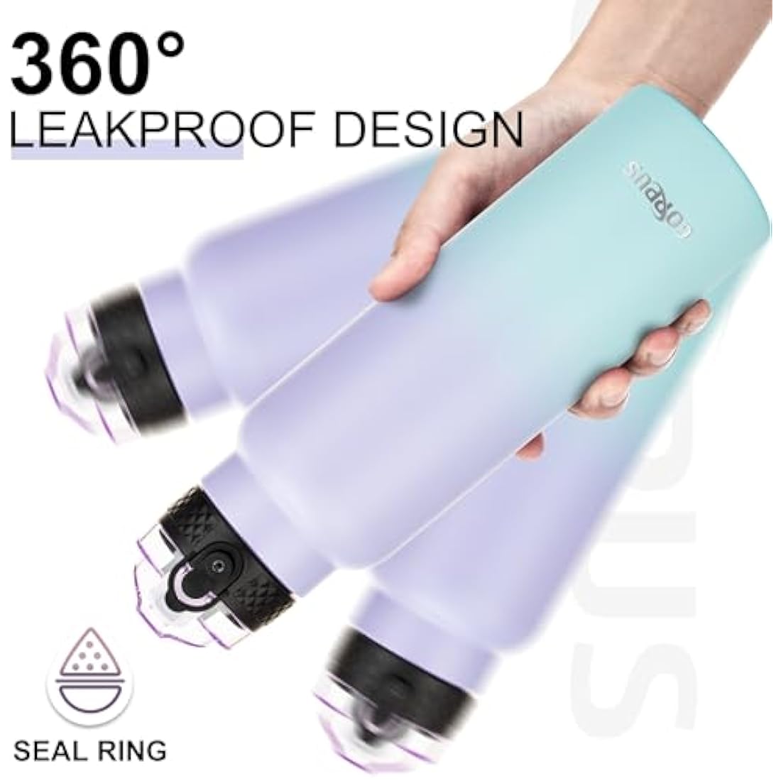 GOPPUS 26oz Insulated Stainless Steel Water Bottle with Straw & Strap
