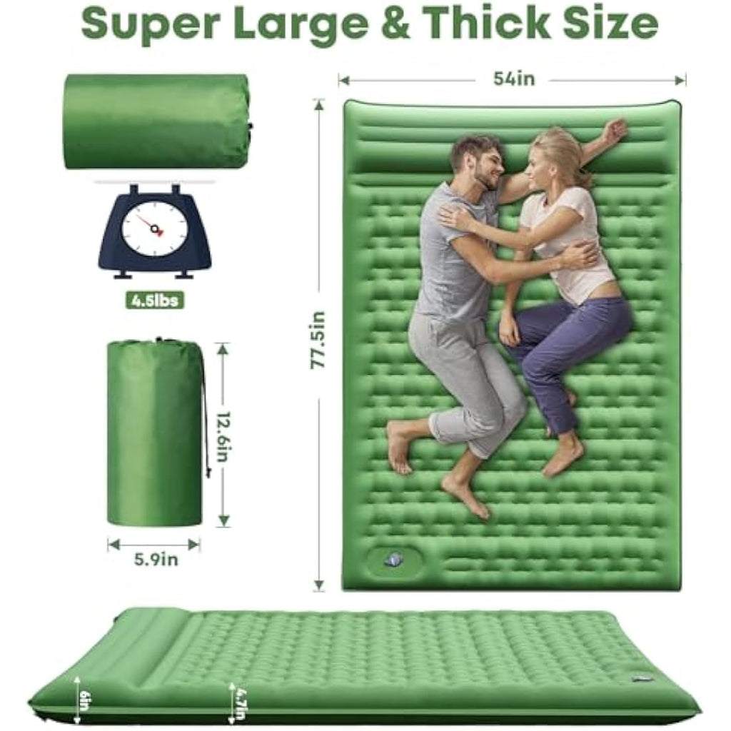 MAMBAKOTR Camping Sleeping Pad – Extra Thick Inflatable Mattress with Pump