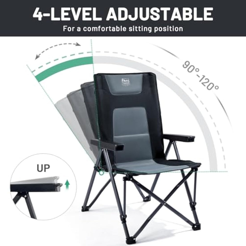 TIMBER RIDGE Heavy Duty Folding Camping Chair | 260kg Padded Recliner