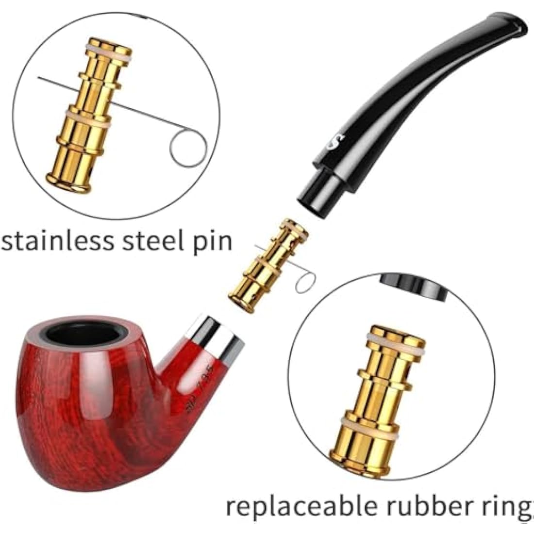 Joyoldelf Handmade Tobacco Pipe Set – Flat Bottom Smoking Kit with Gift Box