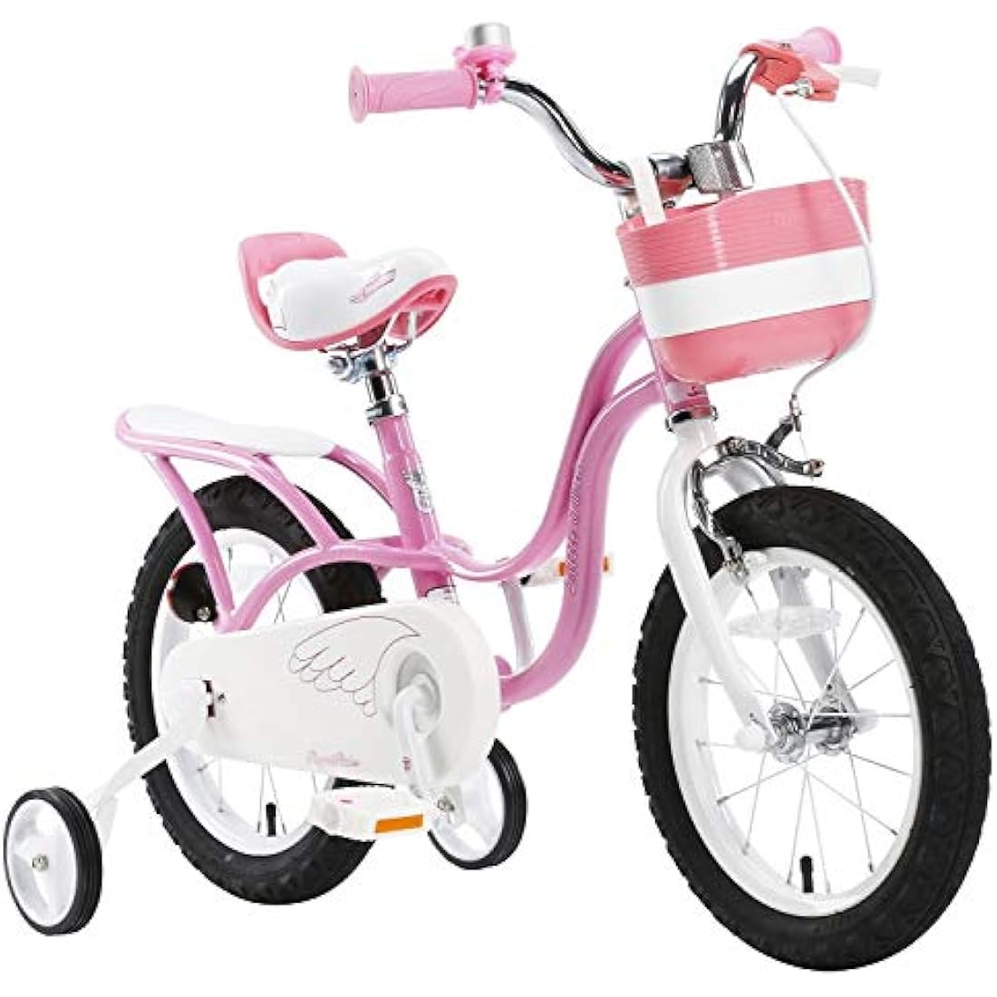 RoyalBaby Pink Swan Girls Kids Bike | 14 Inch Steel Bicycle with Basket