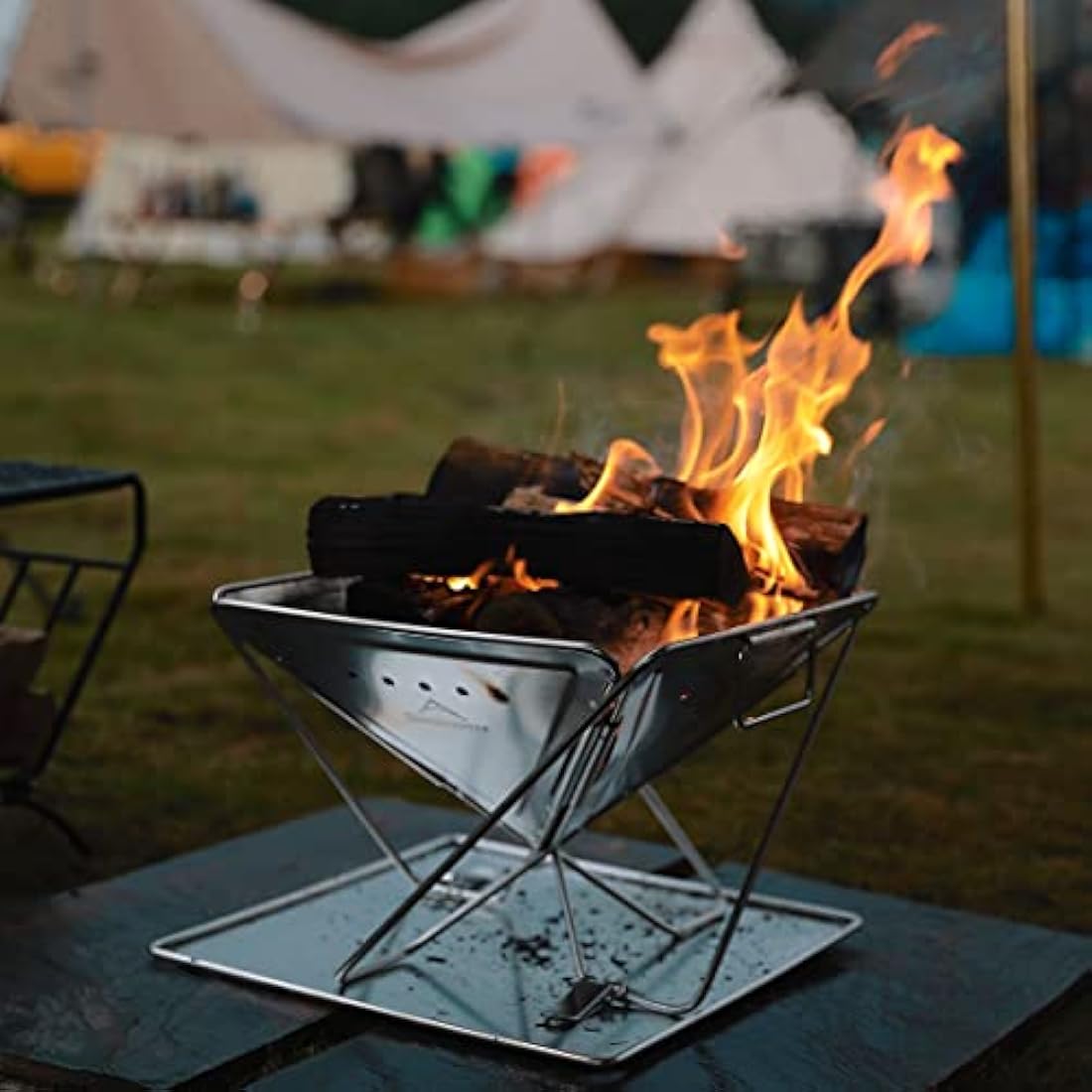 Campingmoon 3-in-1 Portable Stainless Steel Wood Burning Grill & Fire Pit