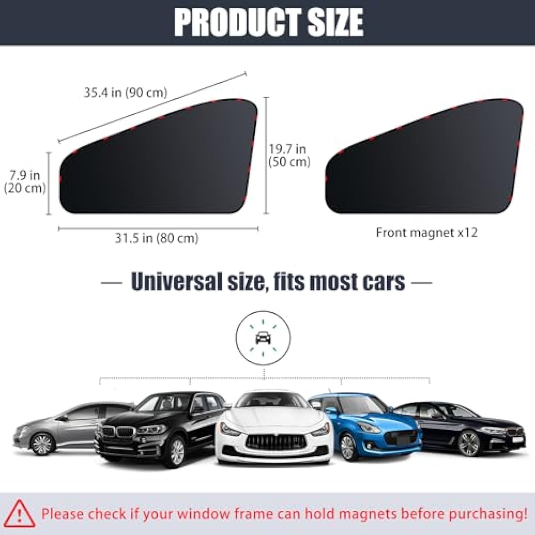 ZATOOTO Magnetic Car Side Window Shades – Opaque Privacy Sunshades, 2PCS