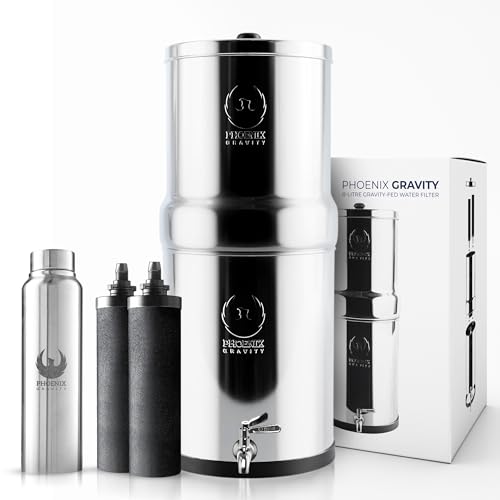 Phoenix Gravity 8L Stainless Steel Water Filter System with 2 Cartridges
