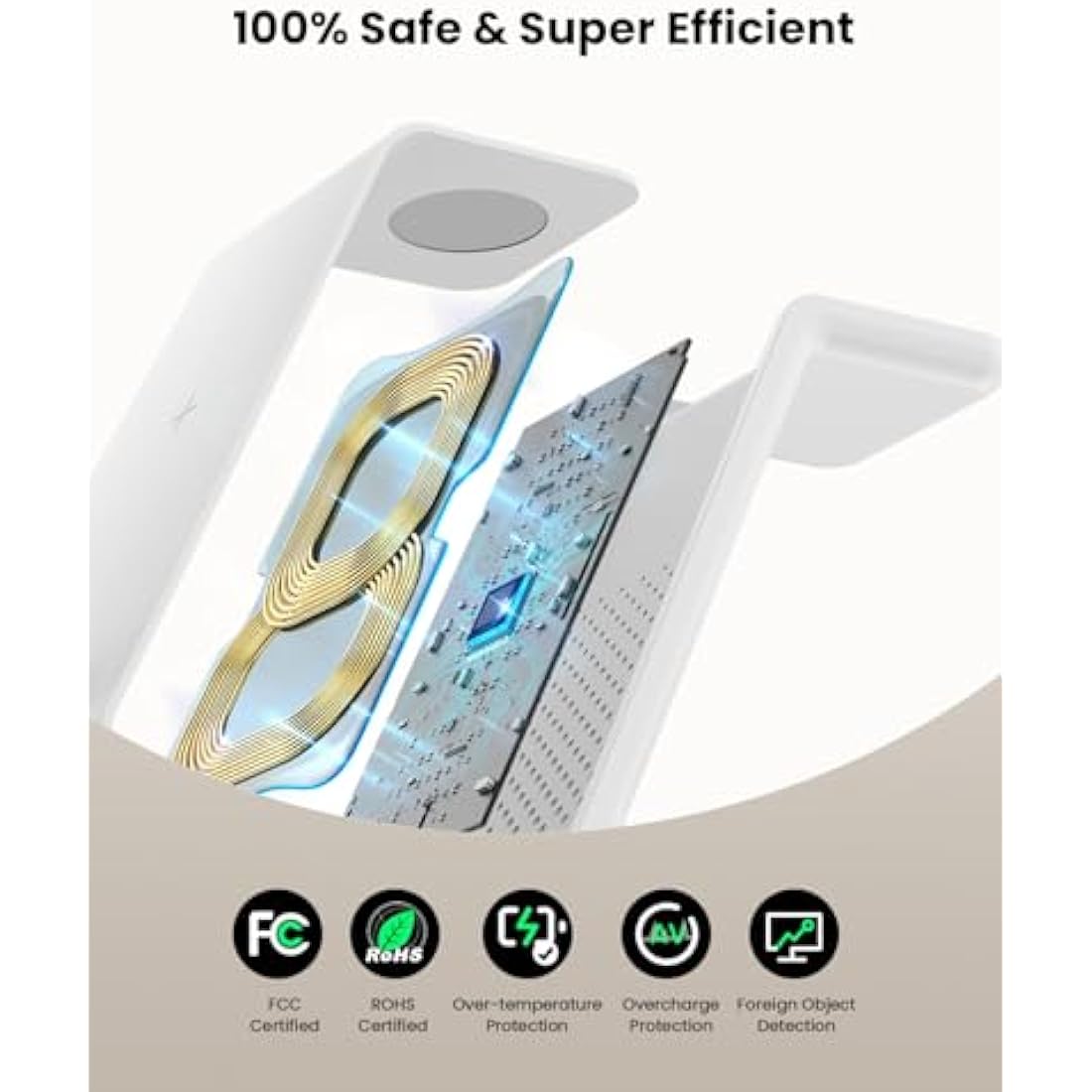 GEEKERA 3-in-1 Wireless Charging Station for iPhone, Apple Watch & AirPods