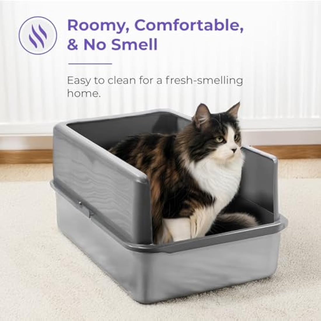iPrimio Stainless Steel XL Cat Litter Box – High Sided & Odour Resistant