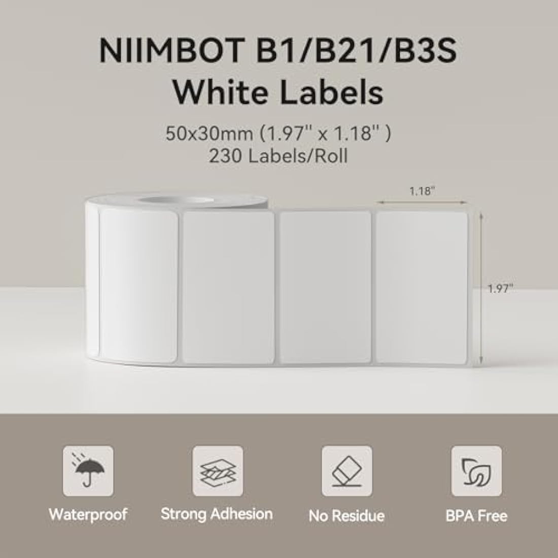 NIIMBOT Thermal Labels 50x30mm | Waterproof Stickers for B21 B3S B1