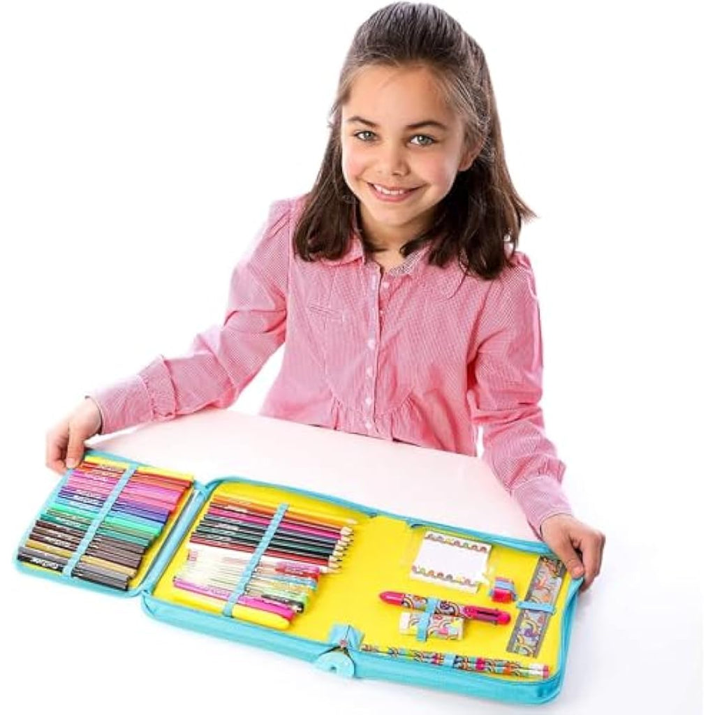 GirlZone Rainbow Stationery Set – 43-Piece Jumbo Art Case for Girls