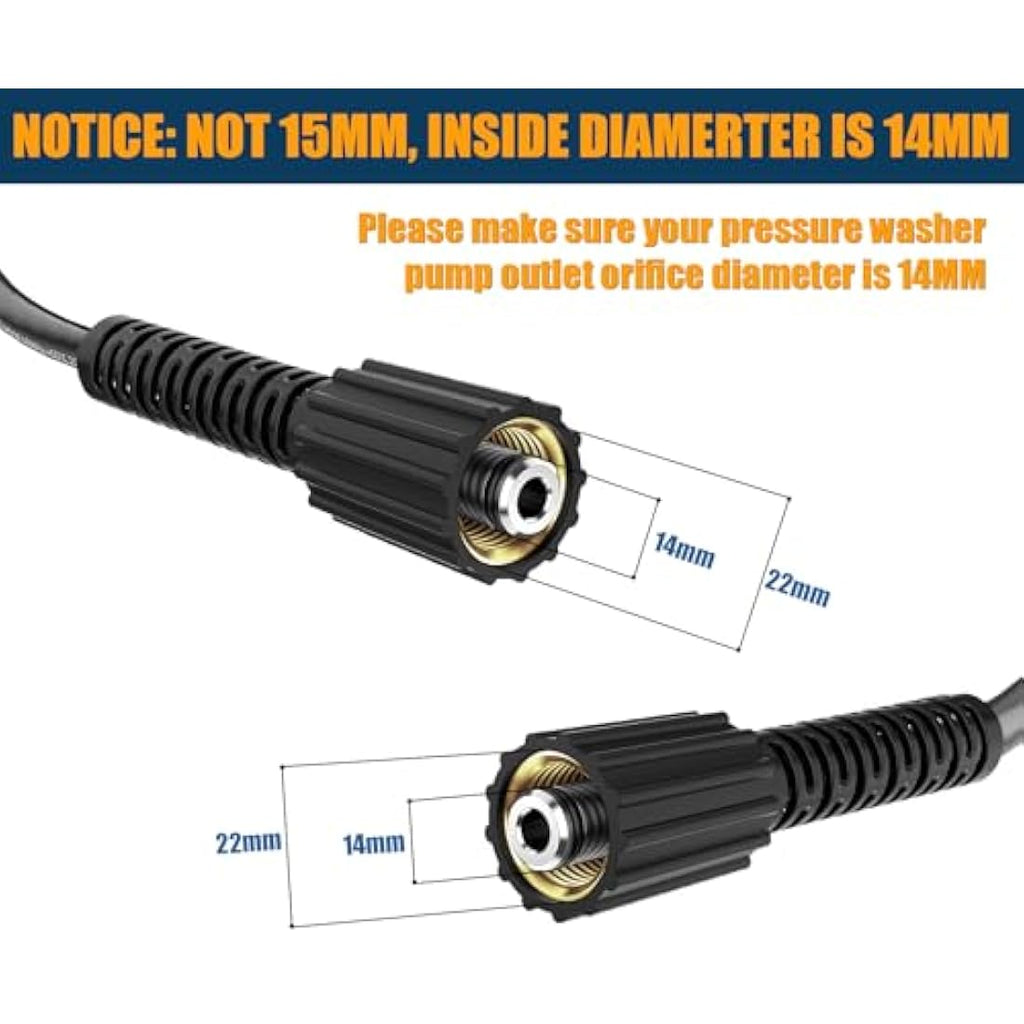 OHAYORI High Pressure Washer Hose 15M/50FT | M22 14mm Replacement Hose