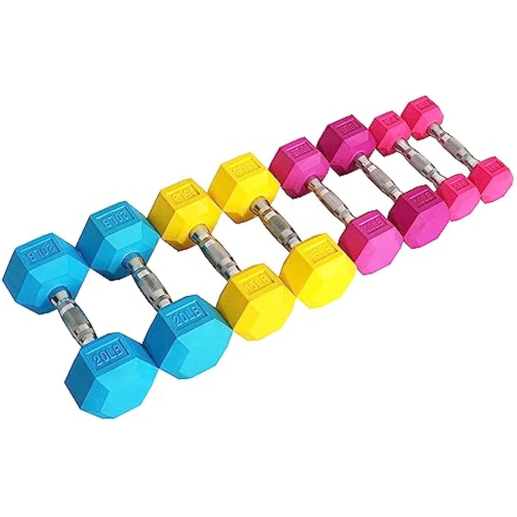 Jolof Store Rubber Coated Hex Dumbbell Set – 100lb Weight Set