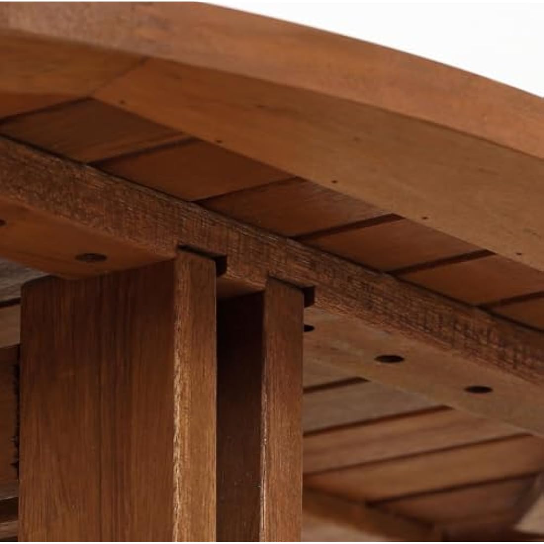 Furinno Tioman Hardwood Gateleg Round Patio Table – Teak Oil Finish