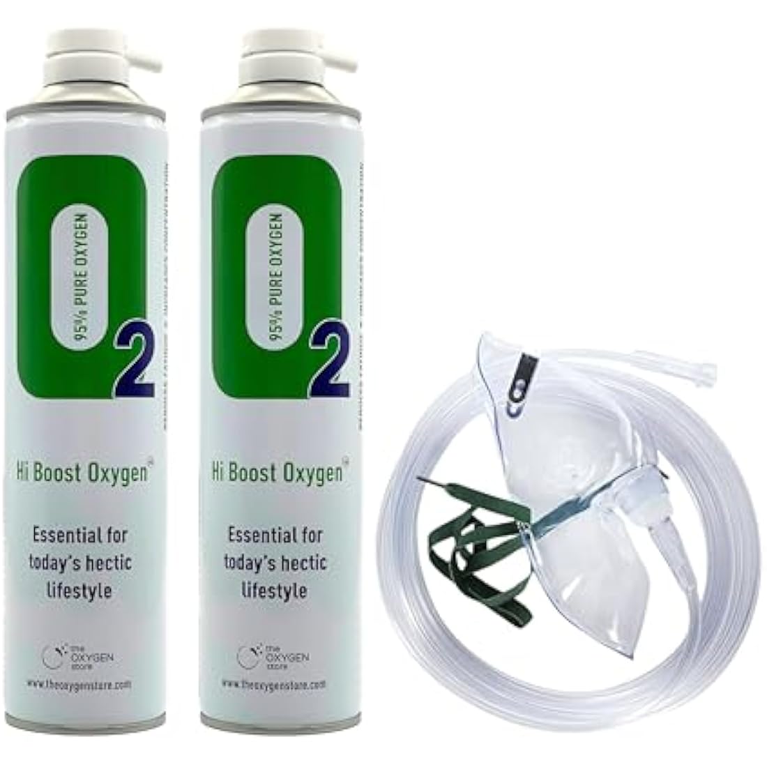 Hi Boost Portable Pure Oxygen 20L with Mask and Tubing – 2 Pack