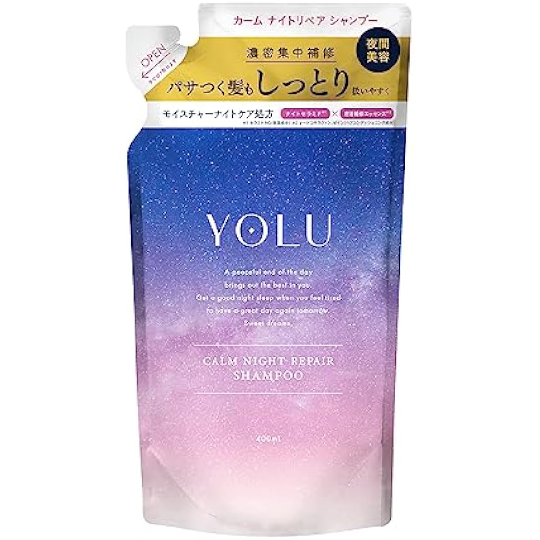 YOLU Calm Night Repair Shampoo Refill - 400ml Japanese Hair Care