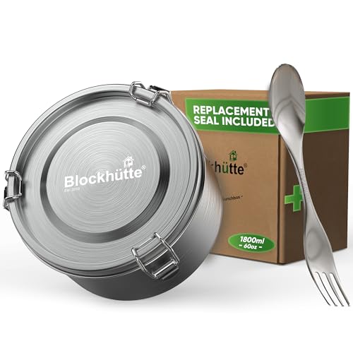 Blockhütte Stainless Steel Lunch Box – 1800ml Round Leakproof Bento