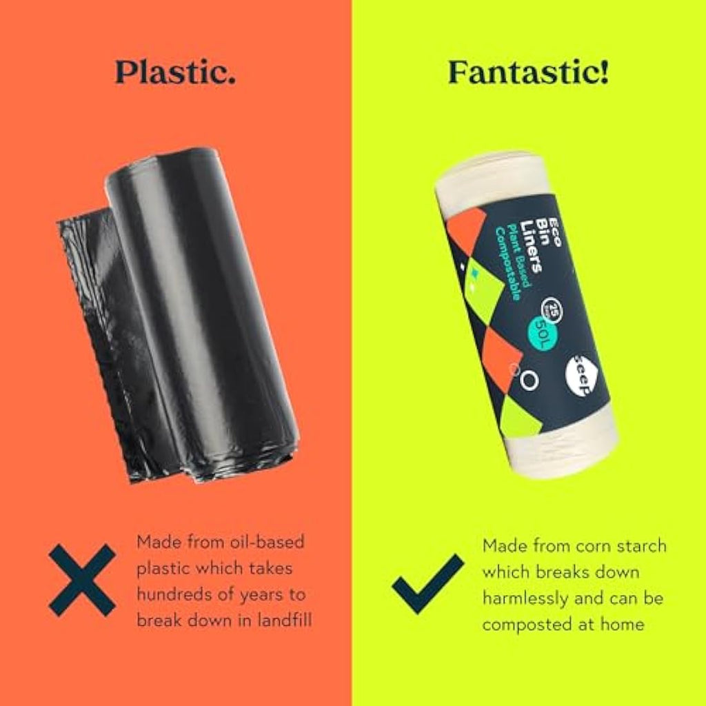 Seep 50L Compostable Bin Bags – 25 Large Eco-Friendly Biodegradable Liners