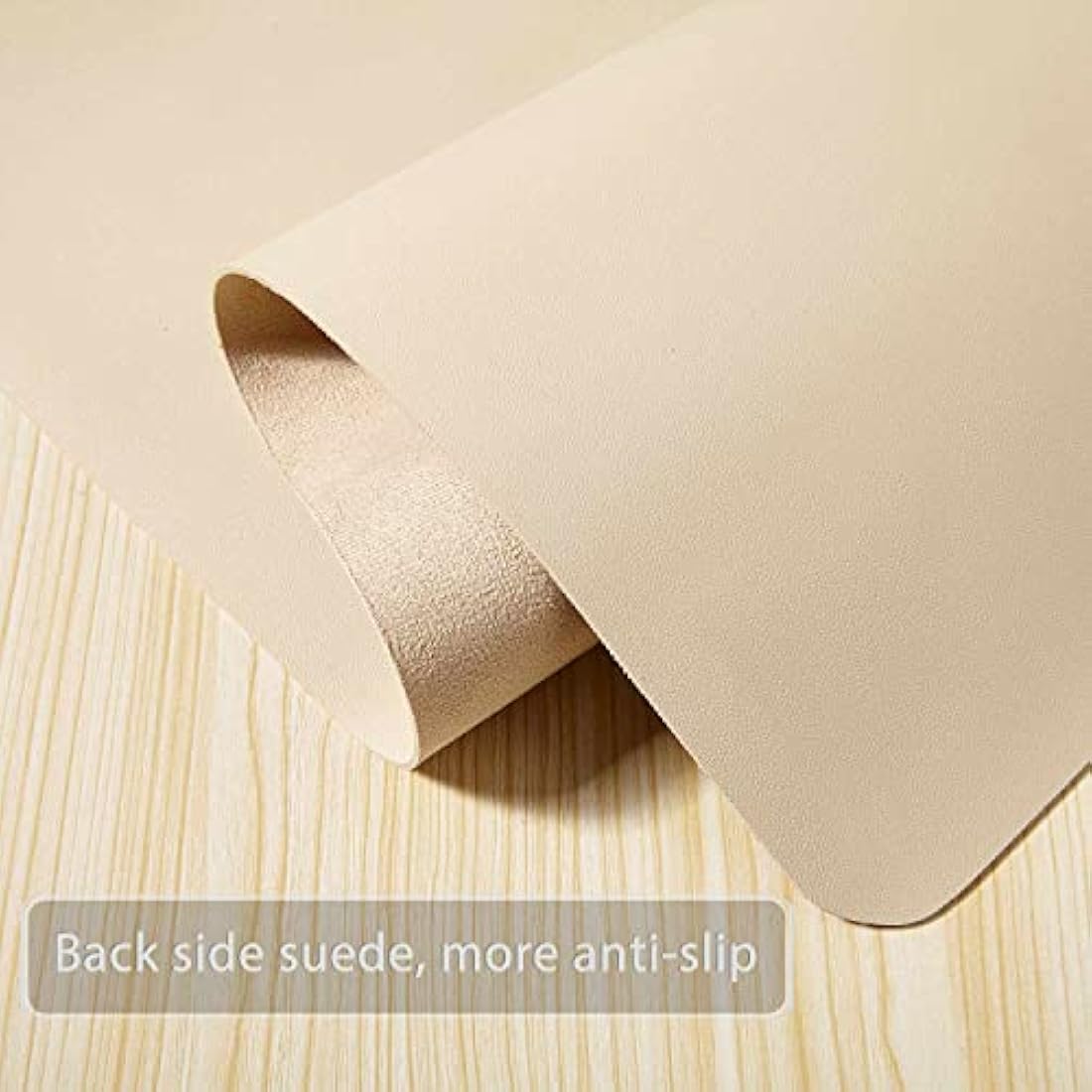 DOBAOJIA Large PU Leather Desk Pad - Waterproof Mouse Mat, Beige