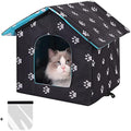 Outdoor Cat House – Waterproof Winter Pet Shelter (Black, L)