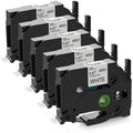 Upwinning 5-Pack TZe-231 Label Tape 12mm Black on White for Brother P-Touch