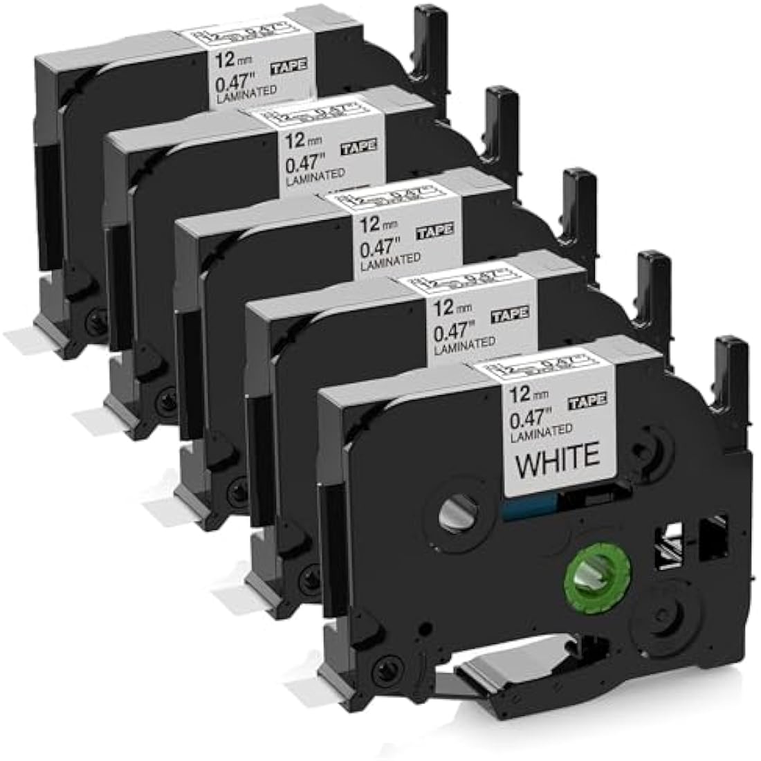 Upwinning 5-Pack TZe-231 Label Tape 12mm Black on White for Brother P-Touch