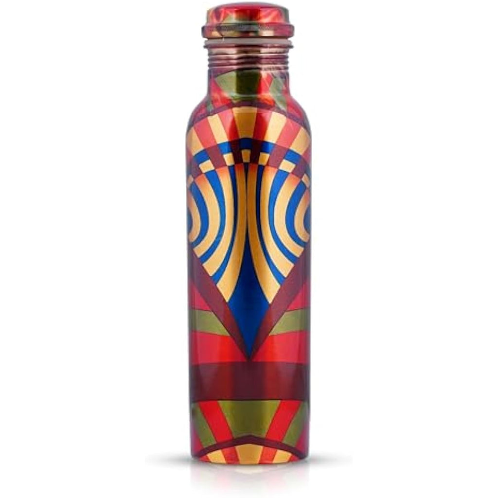 Craft Trade Printed Pure Copper Water Bottle - 1 Litre Leak Proof