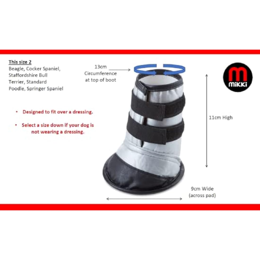 Mikki Protective Dog Boot – Weatherproof Injured Paw Cover – Size 2