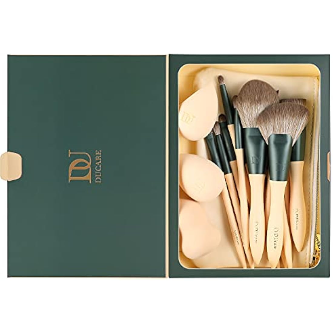 DUcare 14 Pcs Makeup Brush Set | Vegan Beech Wood Professional Brushes