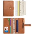 Jolof Store A6 Leather Refillable Notebook – Brown Dot Grid Spiral Journal