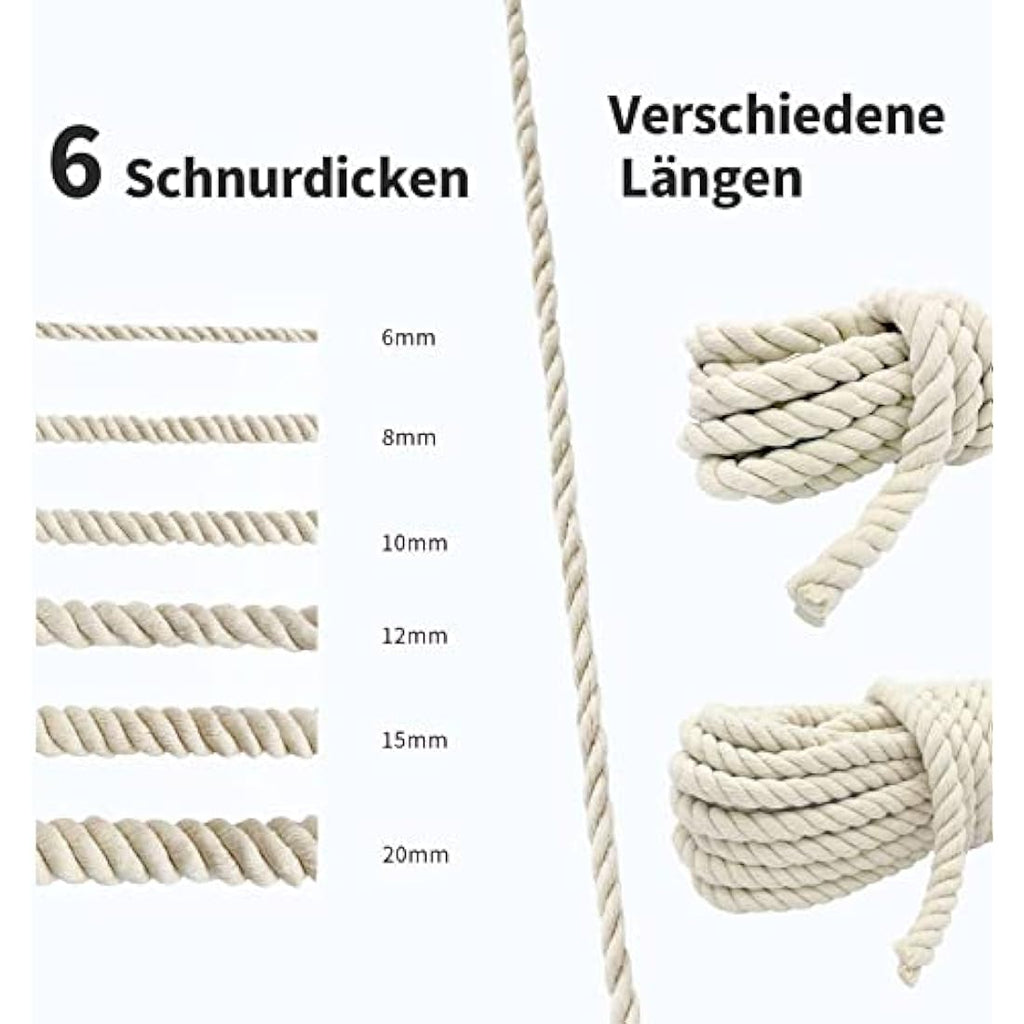 10mm White Cotton Rope – 10M Soft Macrame & Garden Cord